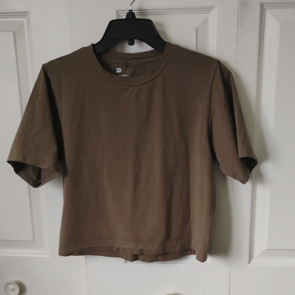 all in motion Army Green Cropped Crewneck Tee